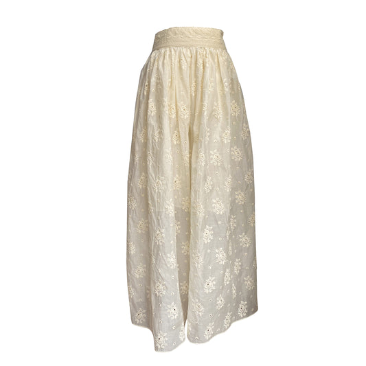 Long midi skirt made of silk-cotton embroidered fabric