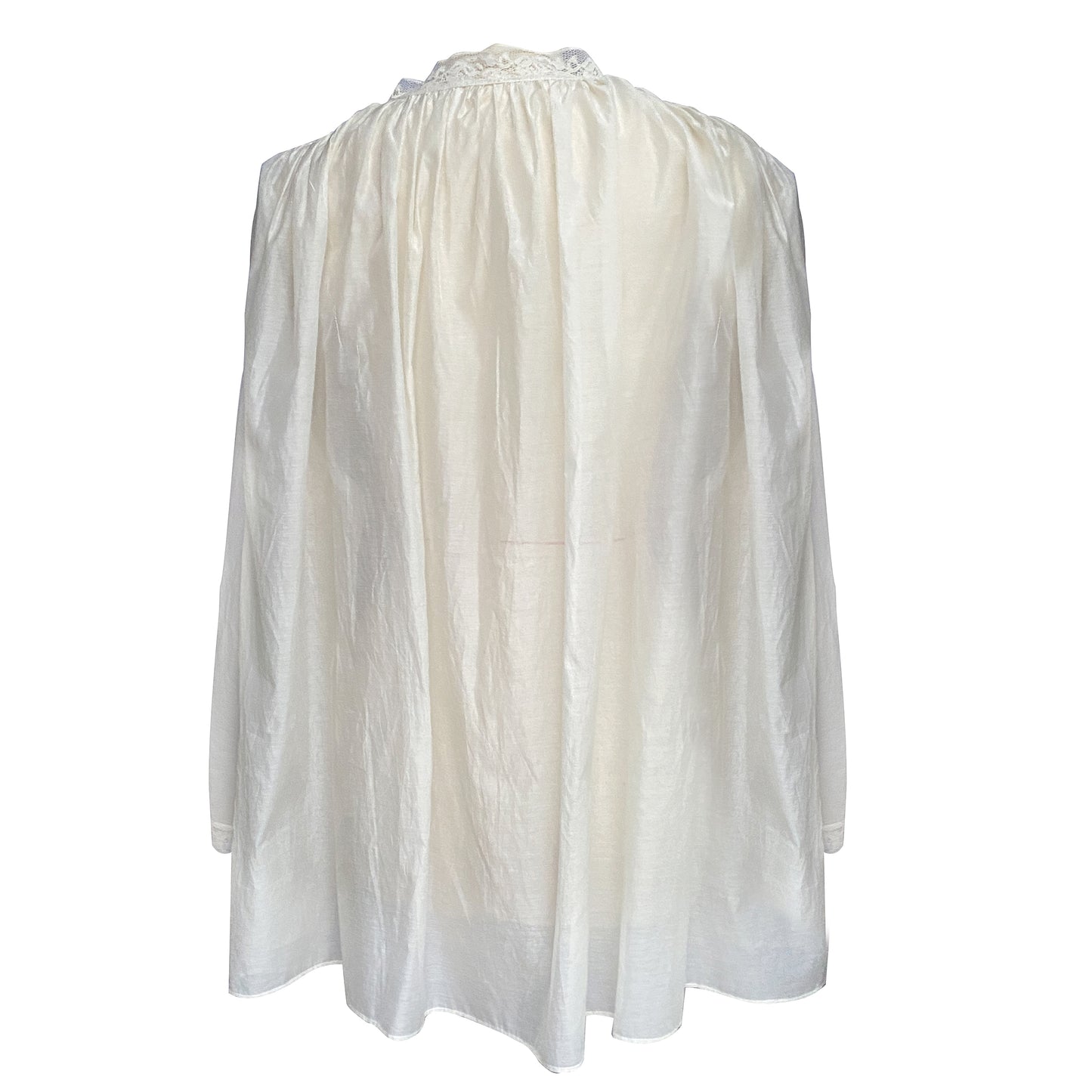 Long-sleeved silk cotton top with a ruched collar