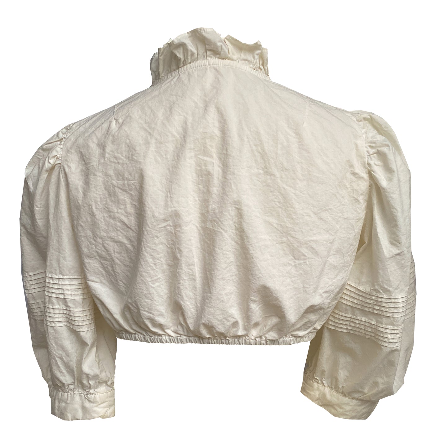 Short shirt with cold-dyeing and ruffled collar