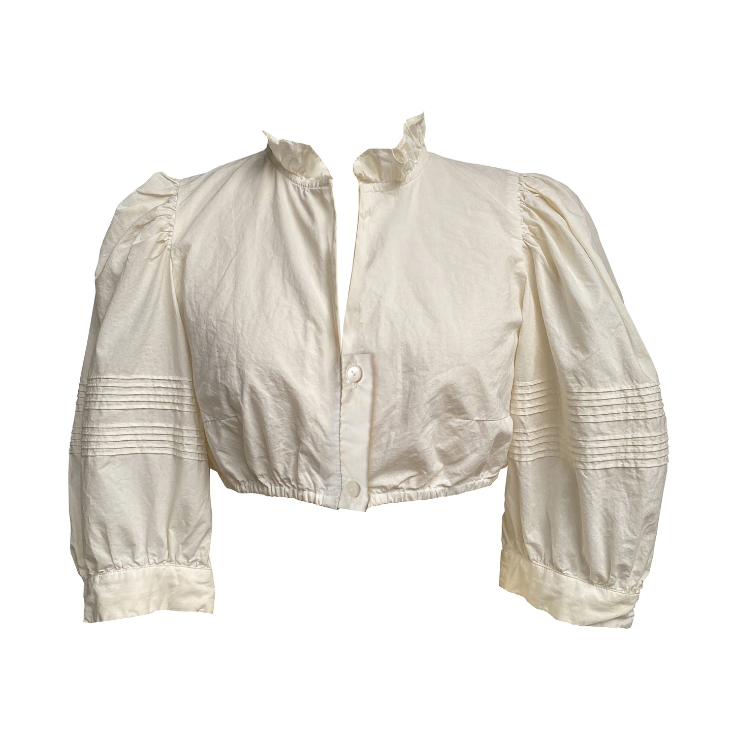Short shirt with cold-dyeing and ruffled collar