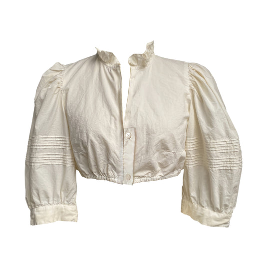 Short shirt with cold-dyeing and ruffled collar