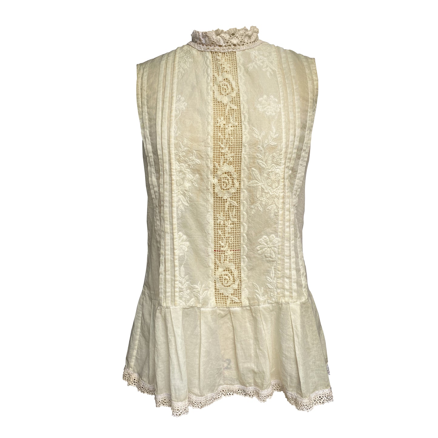 Cold-dyed embroidered cloth vest with back opening placket