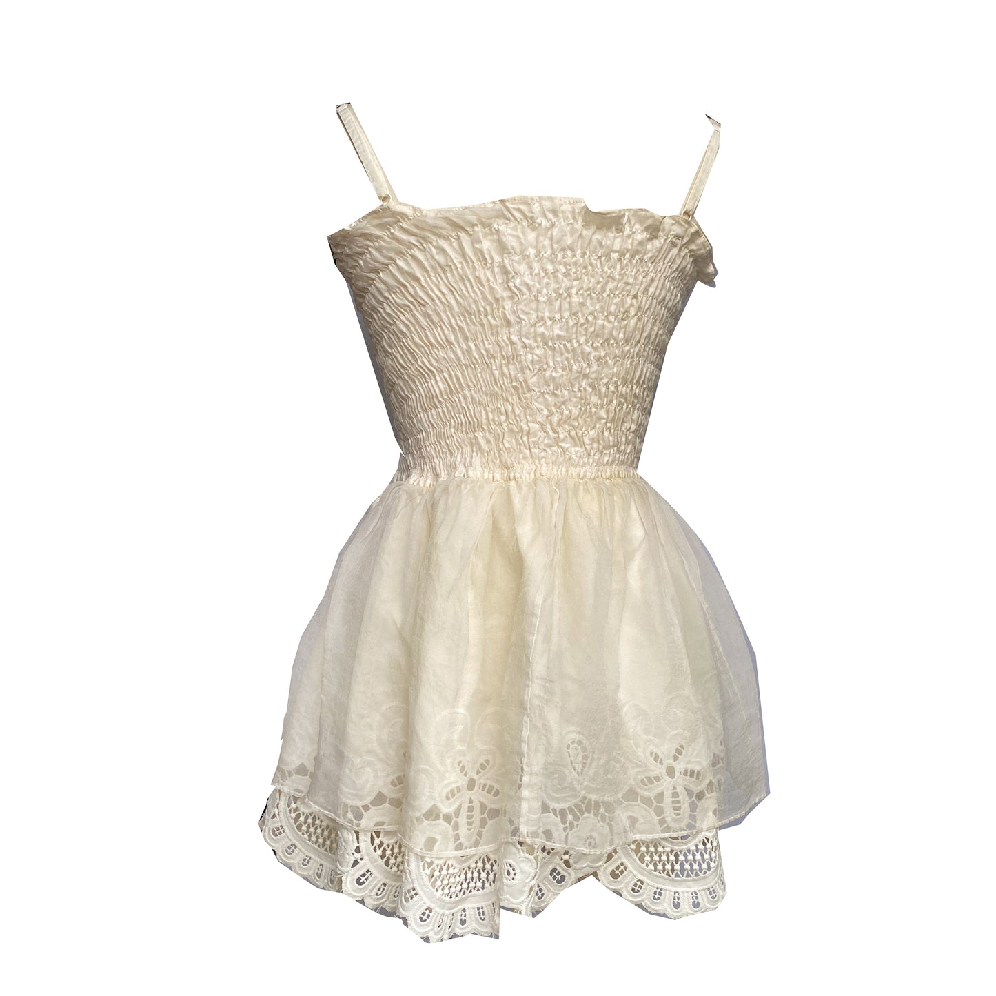 Cold-dyed silk fluttering panel strappy top