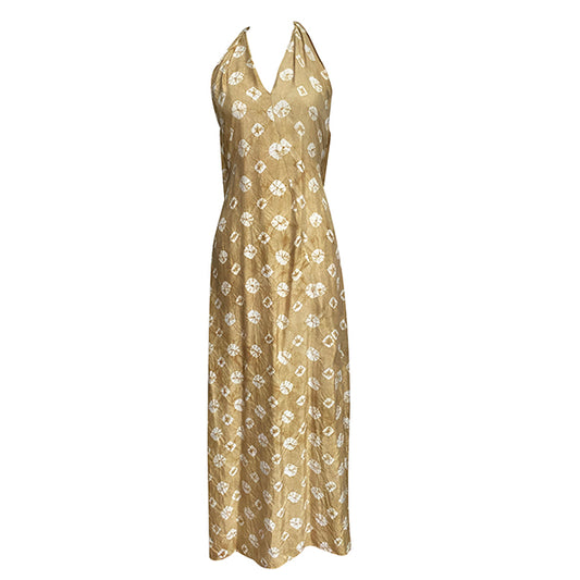 Tie-dye floral halter neck dress