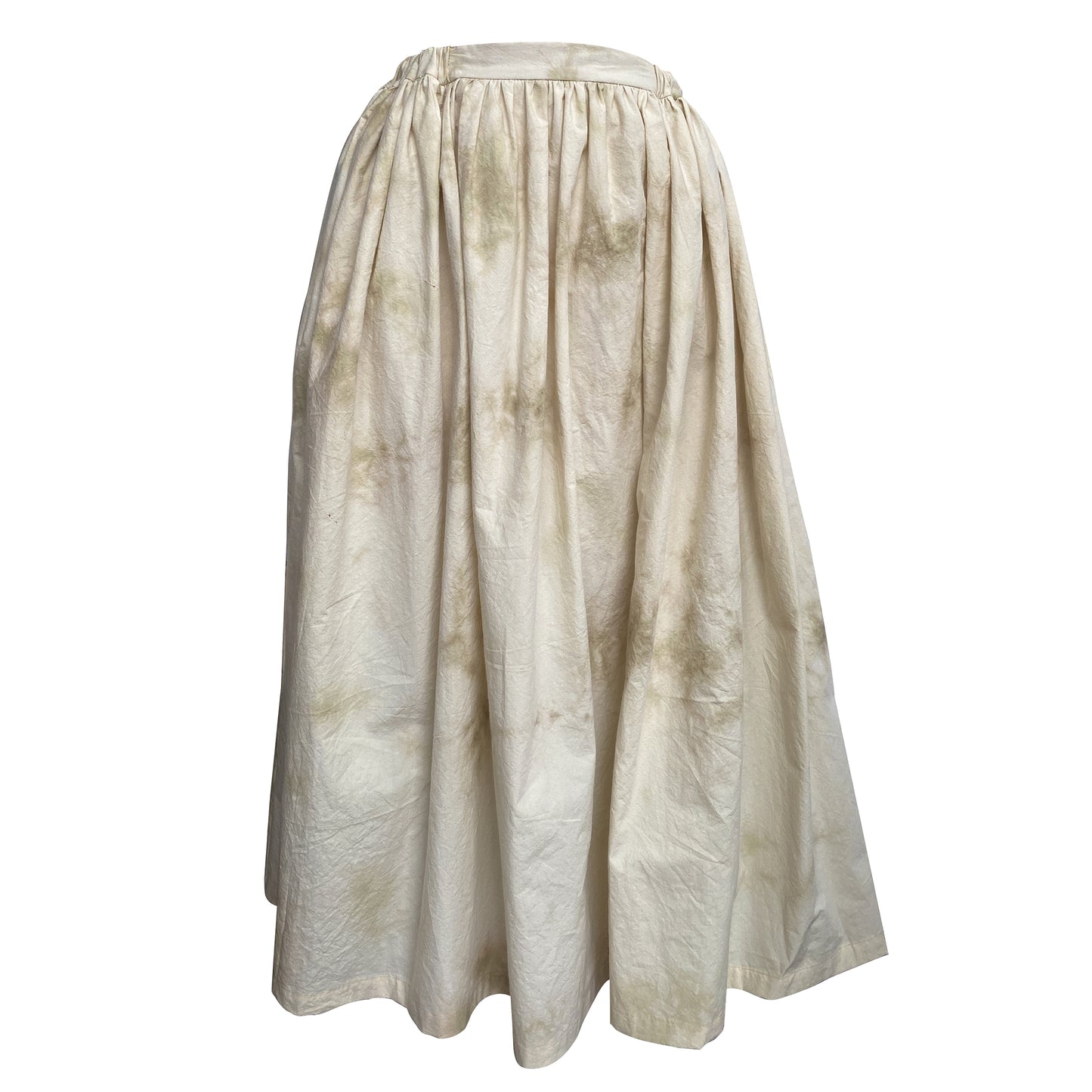 Tie-dye cotton ruched A-line skirt