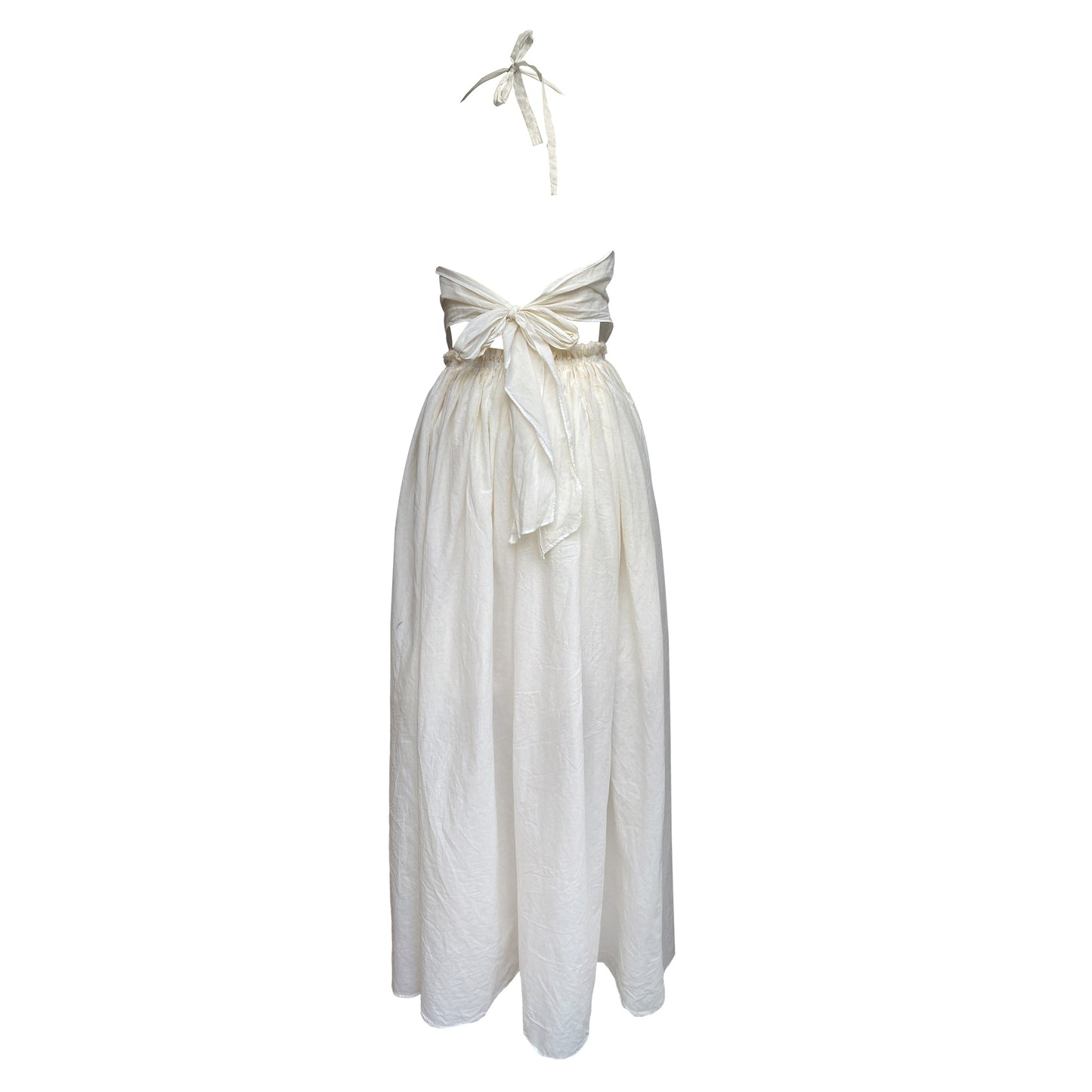 Halter Neck Lace-Up Embroidered Hollow-Out Dres
